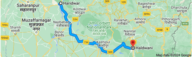 haridwar to Haldwani distance