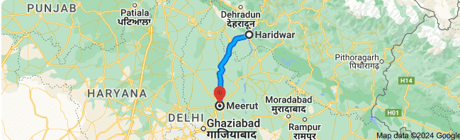 haridwar to meerut distance