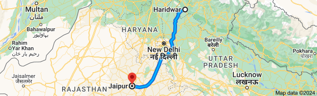 haridwar to jaipur distance