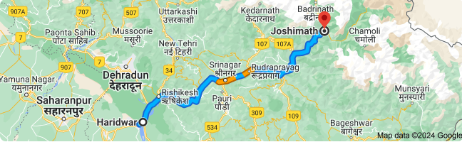 haridwar to joshimath distance