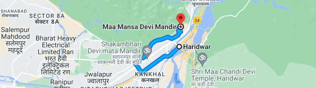 haridwar to mansa devi distance