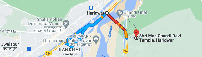 Distance from Haridwar to Chandi Devi Temple