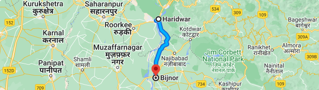 haridwar to bijnor distance