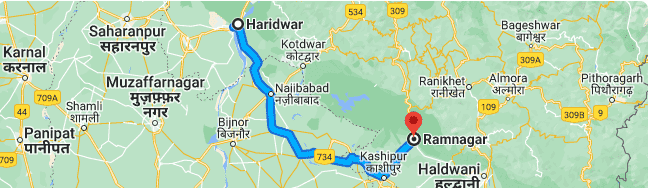 haridwar to ramnagar distance