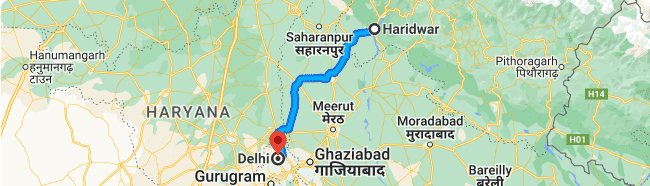 haridwar to delhi distance