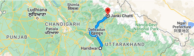 Haridwar to Janki Chatti Distance