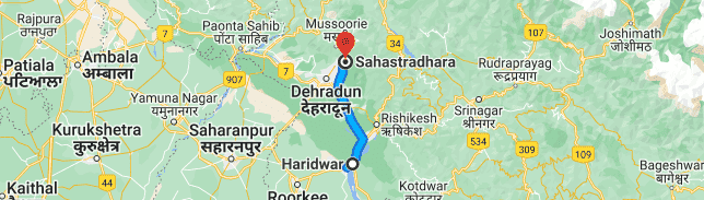 Haridwar and Sahastradhara Distance