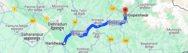 Haridwar to Gopeshwar Distance