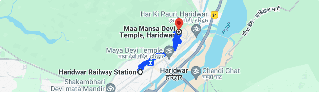 Haridwar Railway Station to Mansa Devi distance